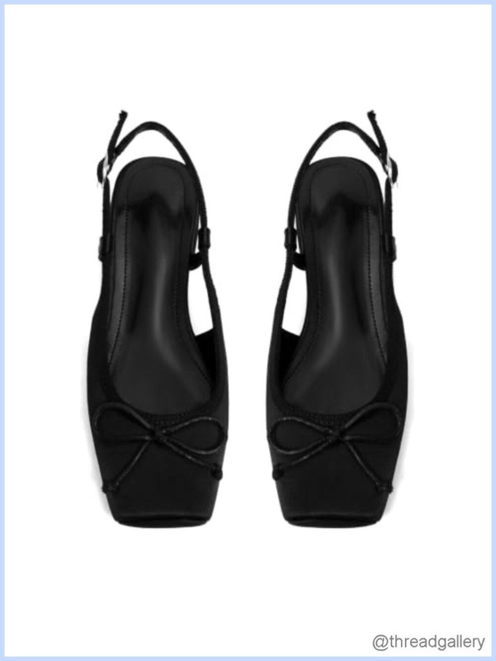 Satin Square Toe Slingback Ballet Flats Low Block Heel Women